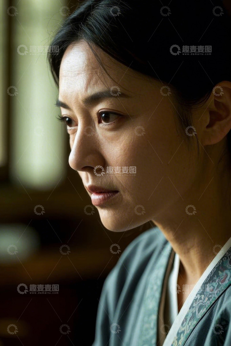 高清大图下载【趣麦麦图】中式服饰女性侧脸特写