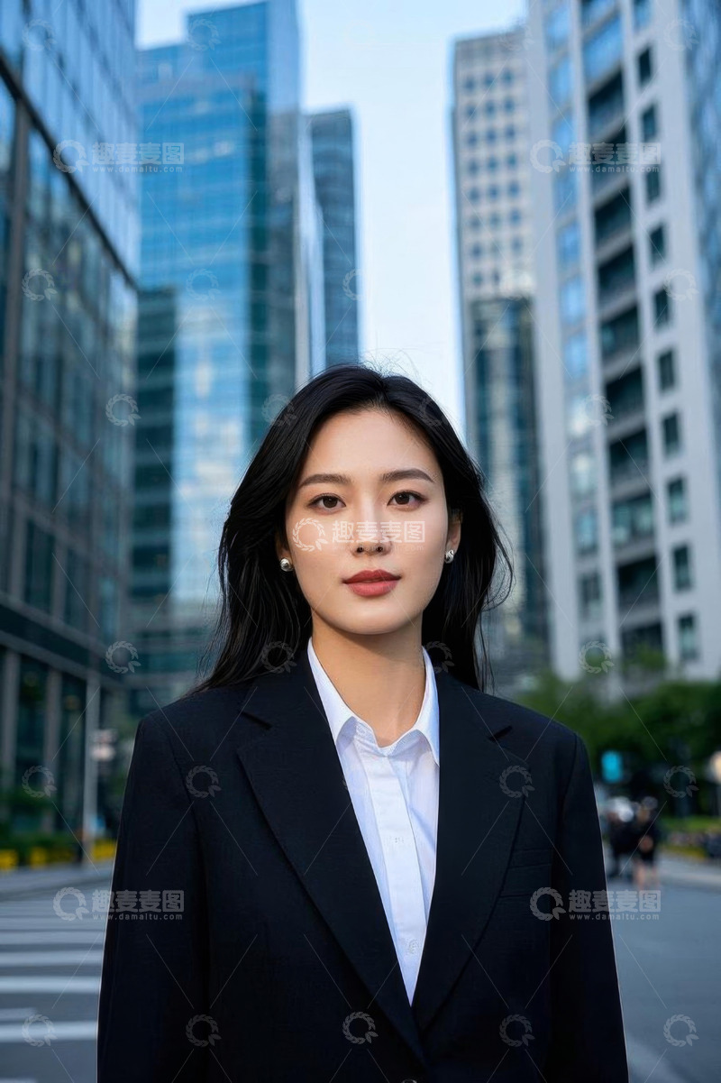 高清大图下载【趣麦麦图】商务女性于城市街道前肖像