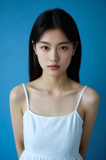 身着白裙女子的正面肖像