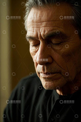 闭眼沉思的成熟男性肖像