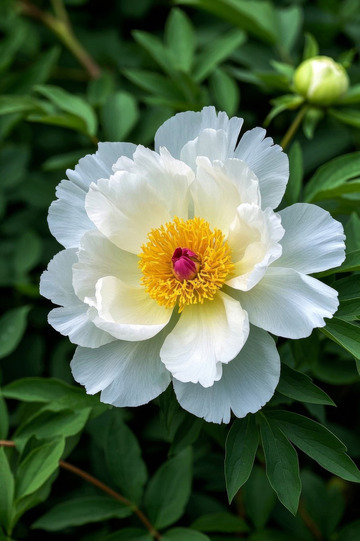 盛开的白色牡丹花特写