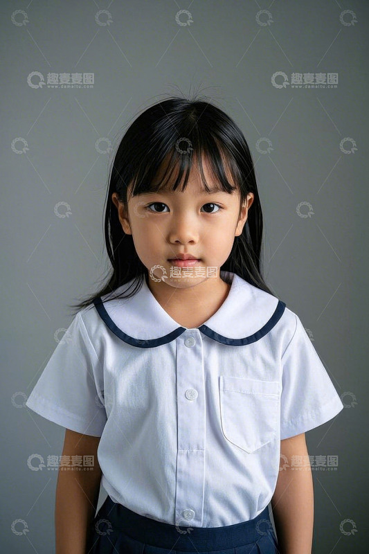 穿校服的亚洲小女孩肖像