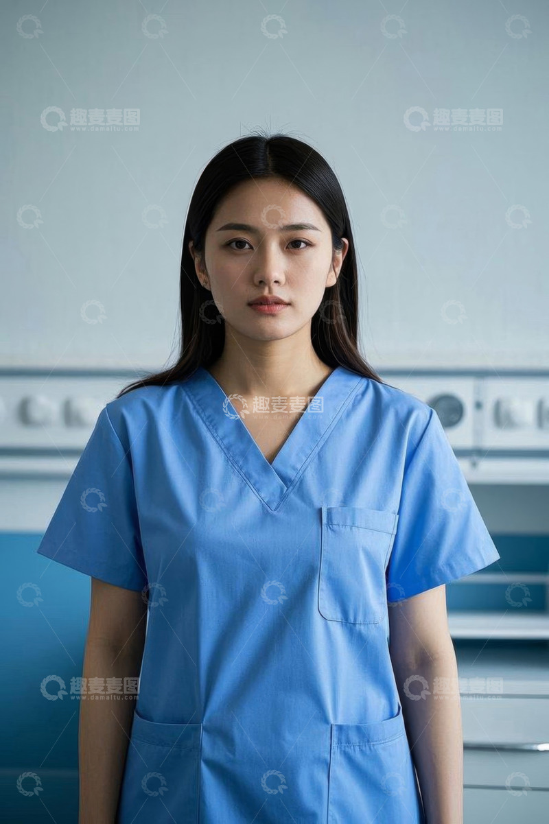 高清大图下载【趣麦麦图】身着医护服女性正面肖像