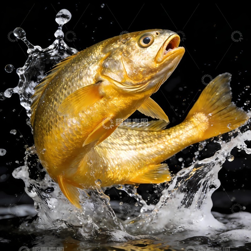 高清大图下载【趣麦麦图】一条跳跃的大黄鱼