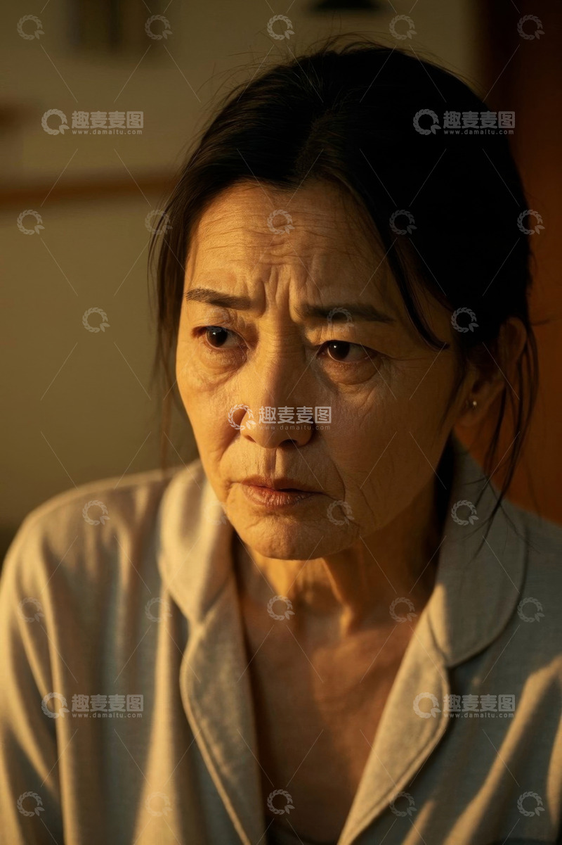 高清大图下载【趣麦麦图】室内老年女性近景肖像