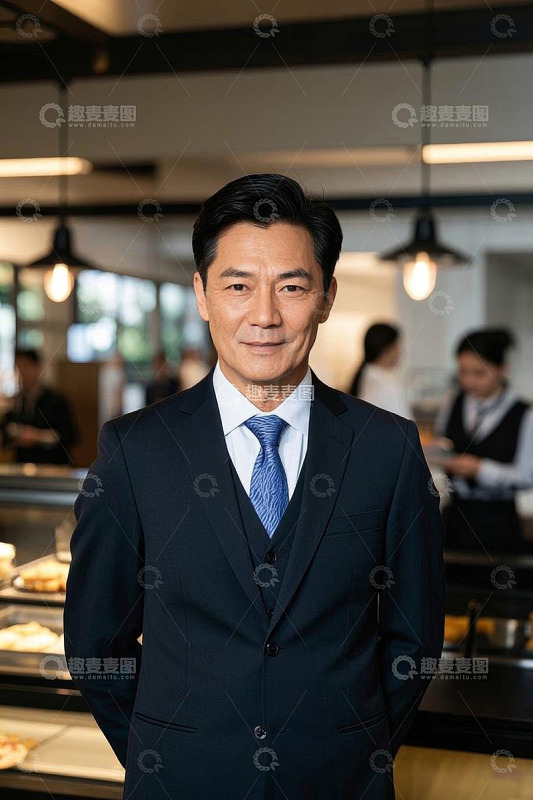 身着西装的商务男士站姿特写