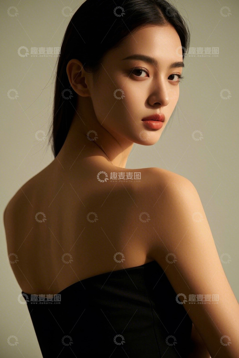 高清大图下载【趣麦麦图】亚洲女性露肩肖像特写