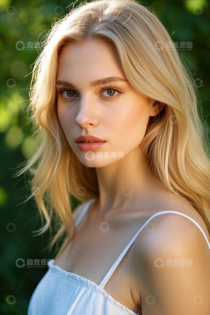高清大图下载【趣麦麦图】金发女子户外自然肖像