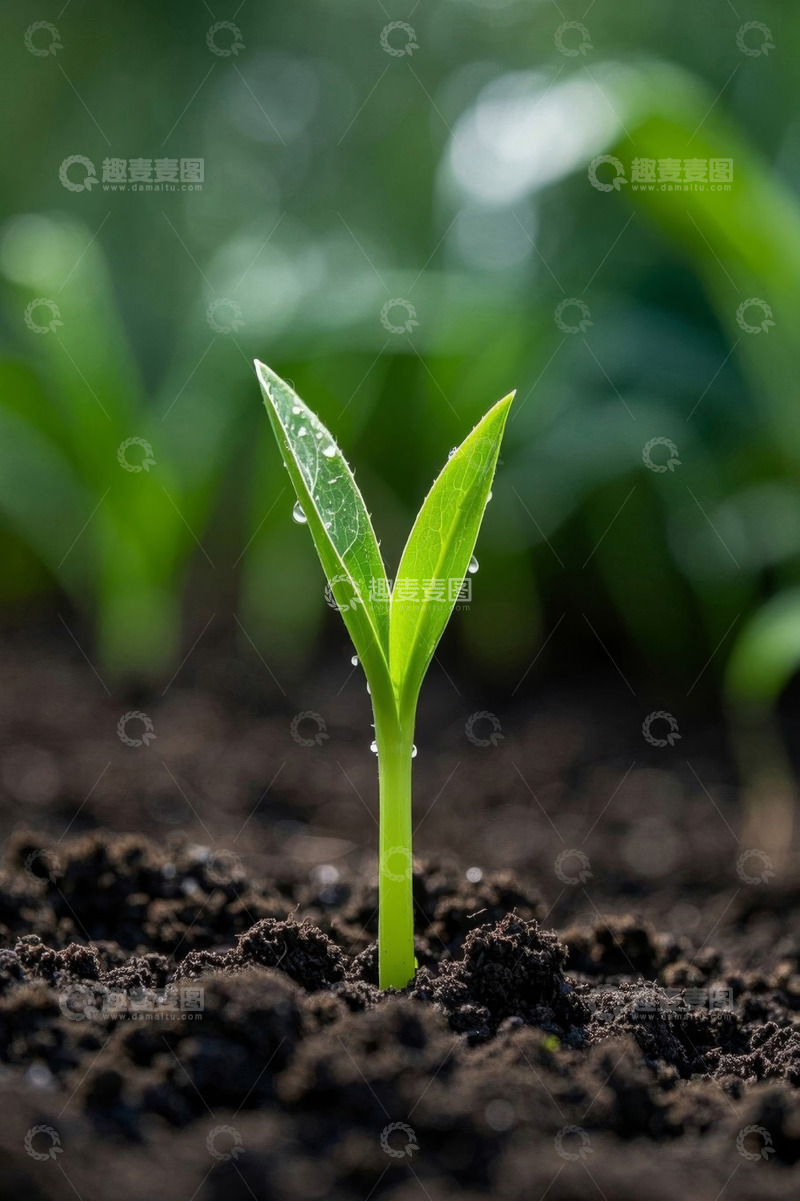 高清大图下载【趣麦麦图】破土而出的嫩绿幼苗