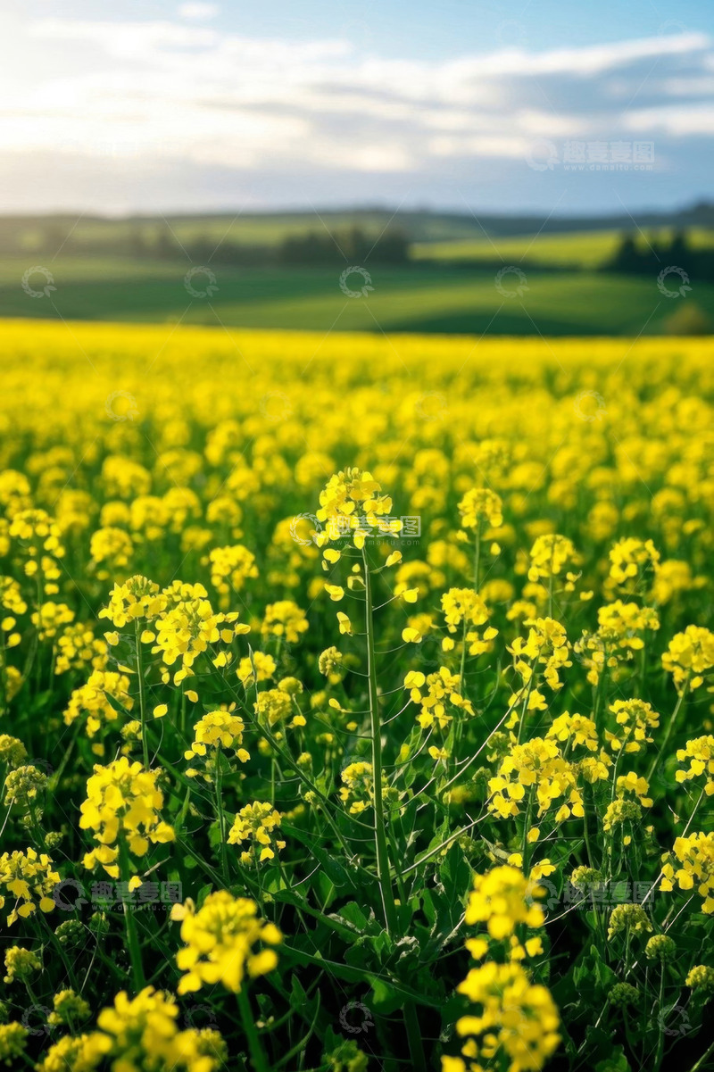 高清大图下载【趣麦麦图】黄色油菜花田自然风光