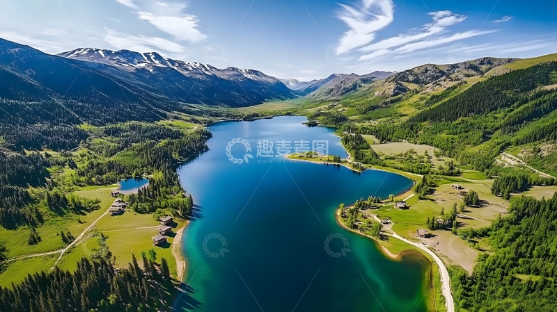 高清大图下载【趣麦麦图】湖光山色自然美景航拍图