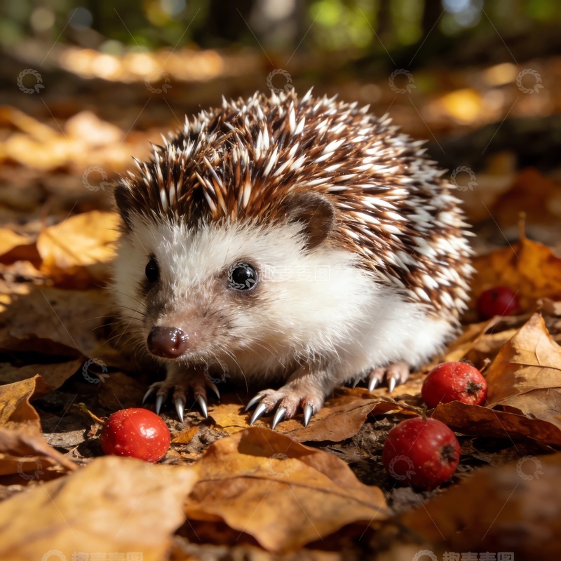 高清大图下载【趣麦麦图】一个准备进食的刺猬