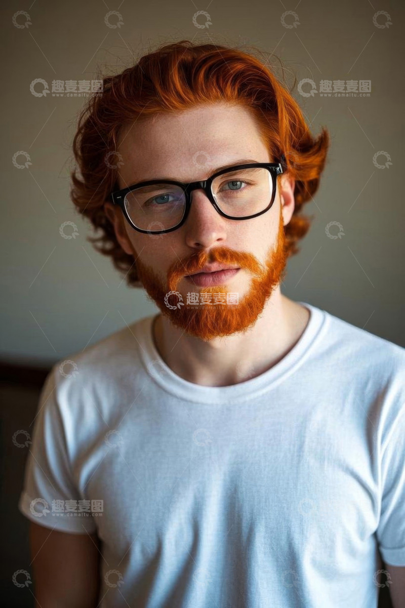 高清大图下载【趣麦麦图】红发戴眼镜男子肖像