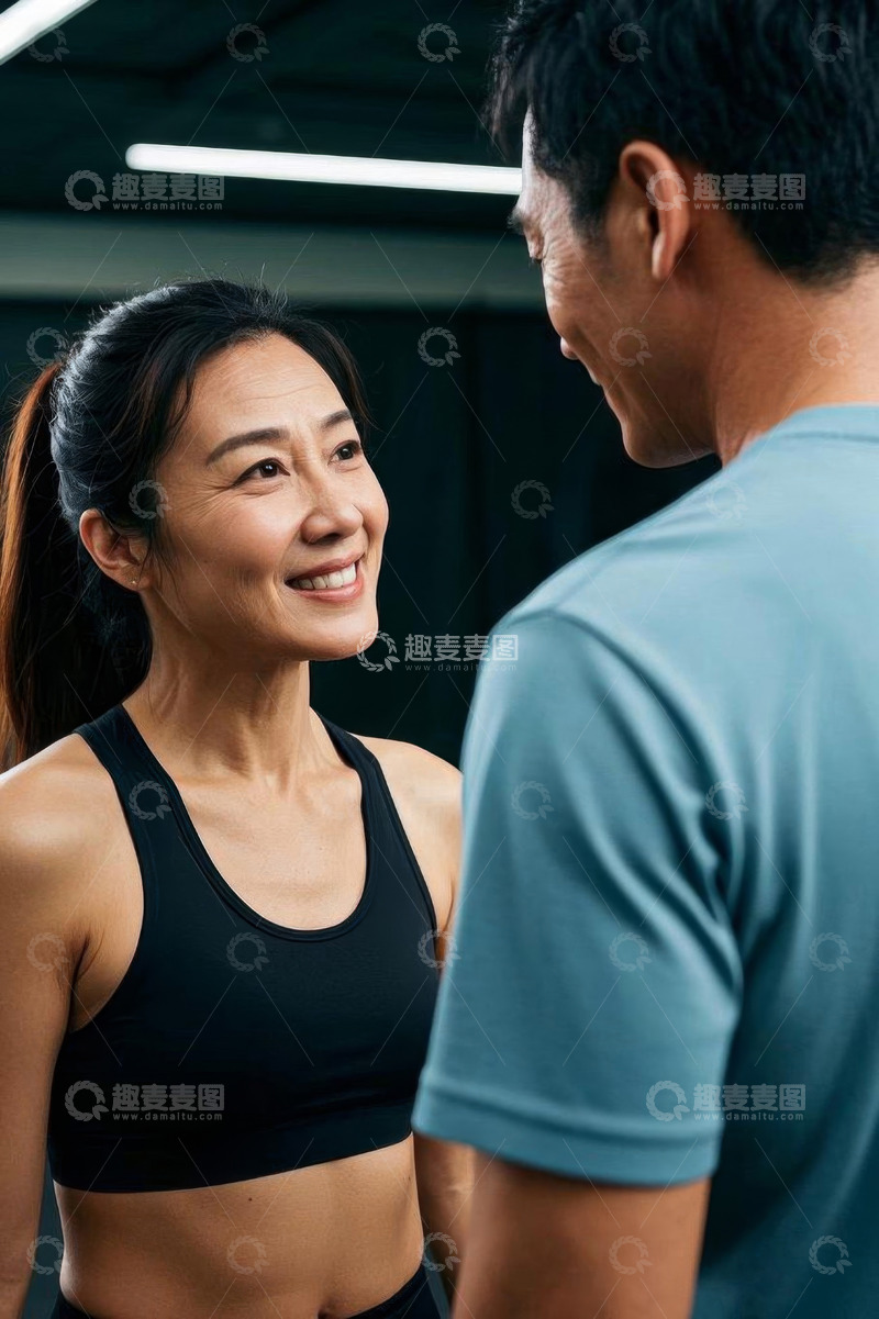 高清大图下载【趣麦麦图】健身房男女交流运动心得
