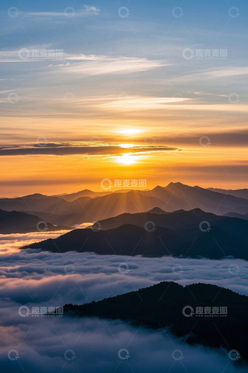 高清大图下载【趣麦麦图】山间日出云海景观