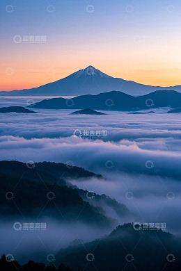 日本富士山云海日出景色