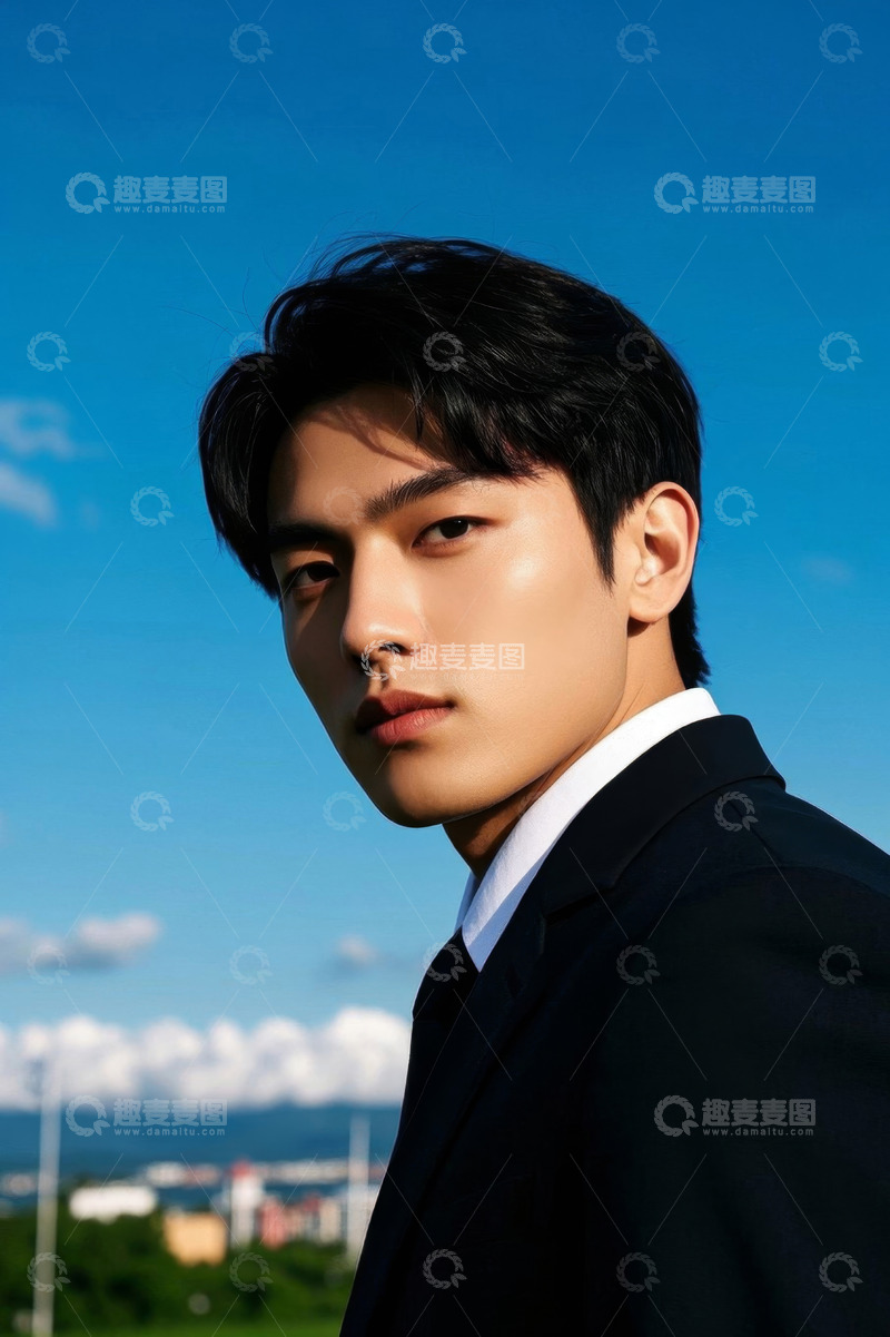 高清大图下载【趣麦麦图】身着西装男子户外肖像
