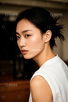 年轻女性半身肖像