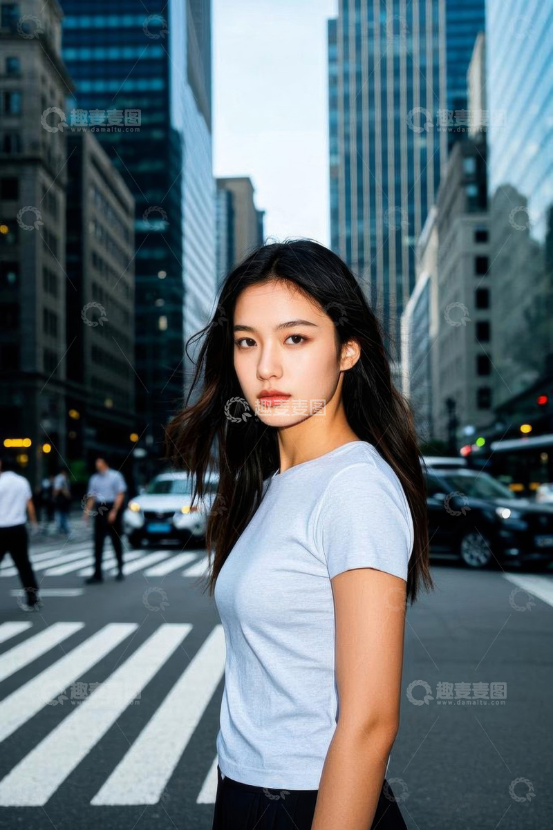 高清大图下载【趣麦麦图】城市街头的年轻女性肖像