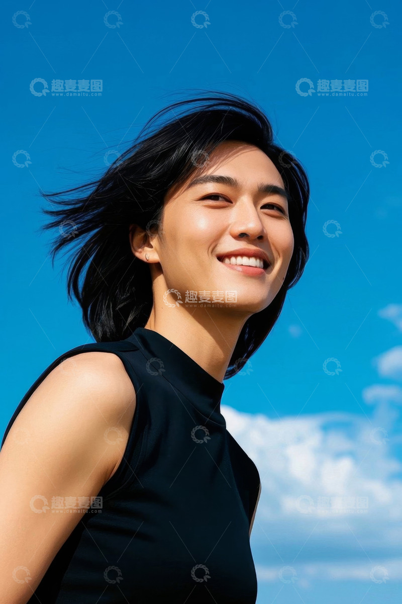 高清大图下载【趣麦麦图】户外微笑女性半身像