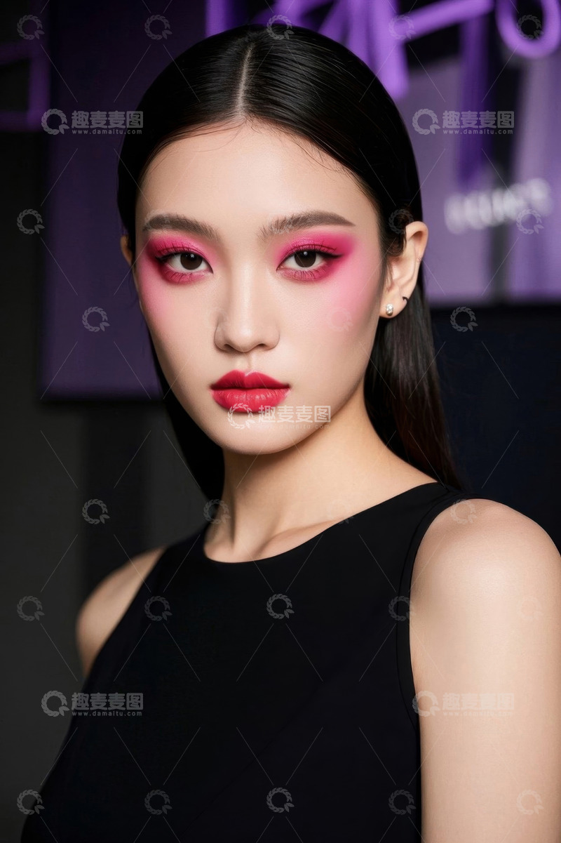 高清大图下载【趣麦麦图】化浓妆的女性人像特写