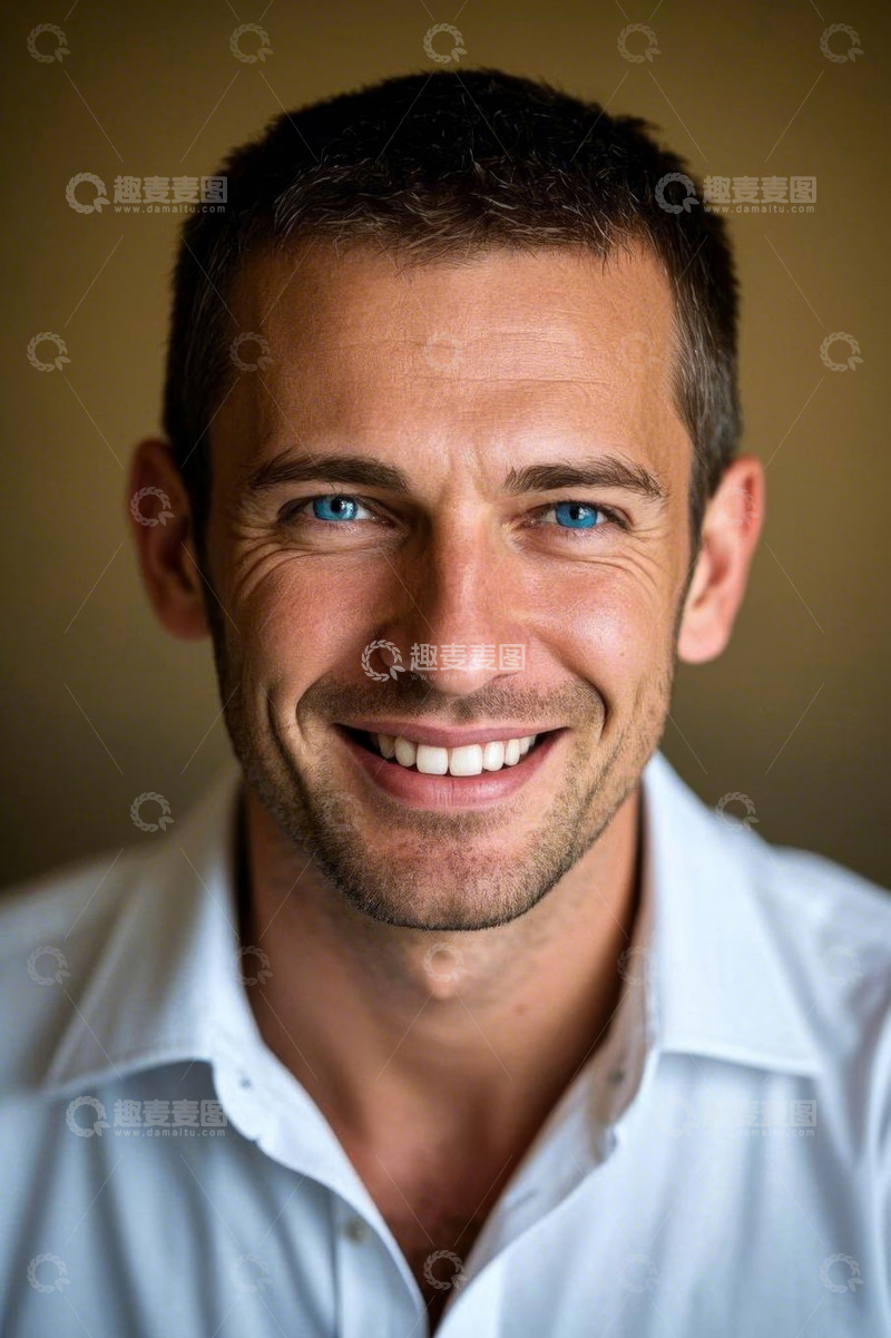 高清大图下载【趣麦麦图】微笑男士近景肖像
