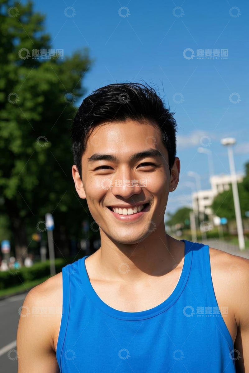 高清大图下载【趣麦麦图】户外微笑的运动男子