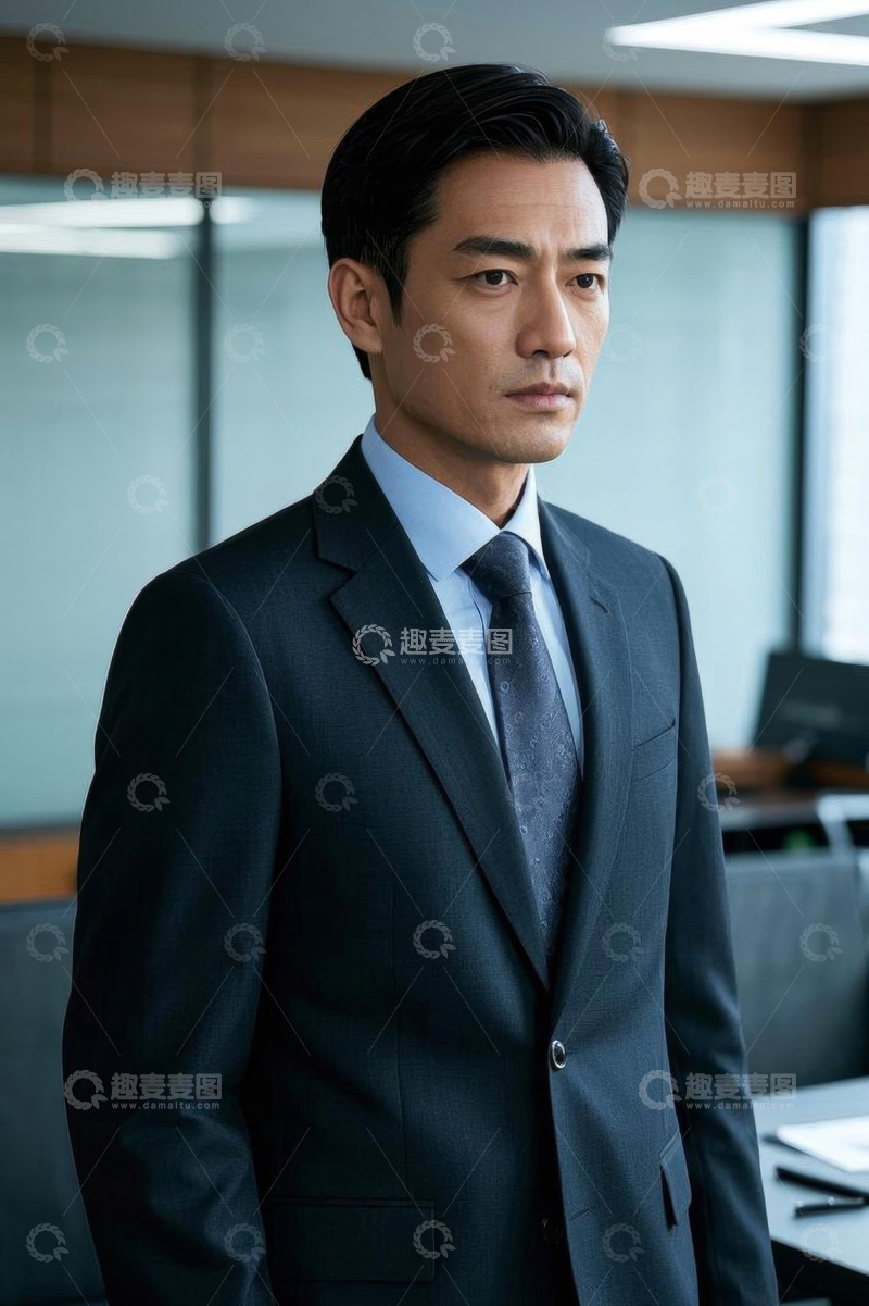 高清大图下载【趣麦麦图】办公室内商务男士站立肖像