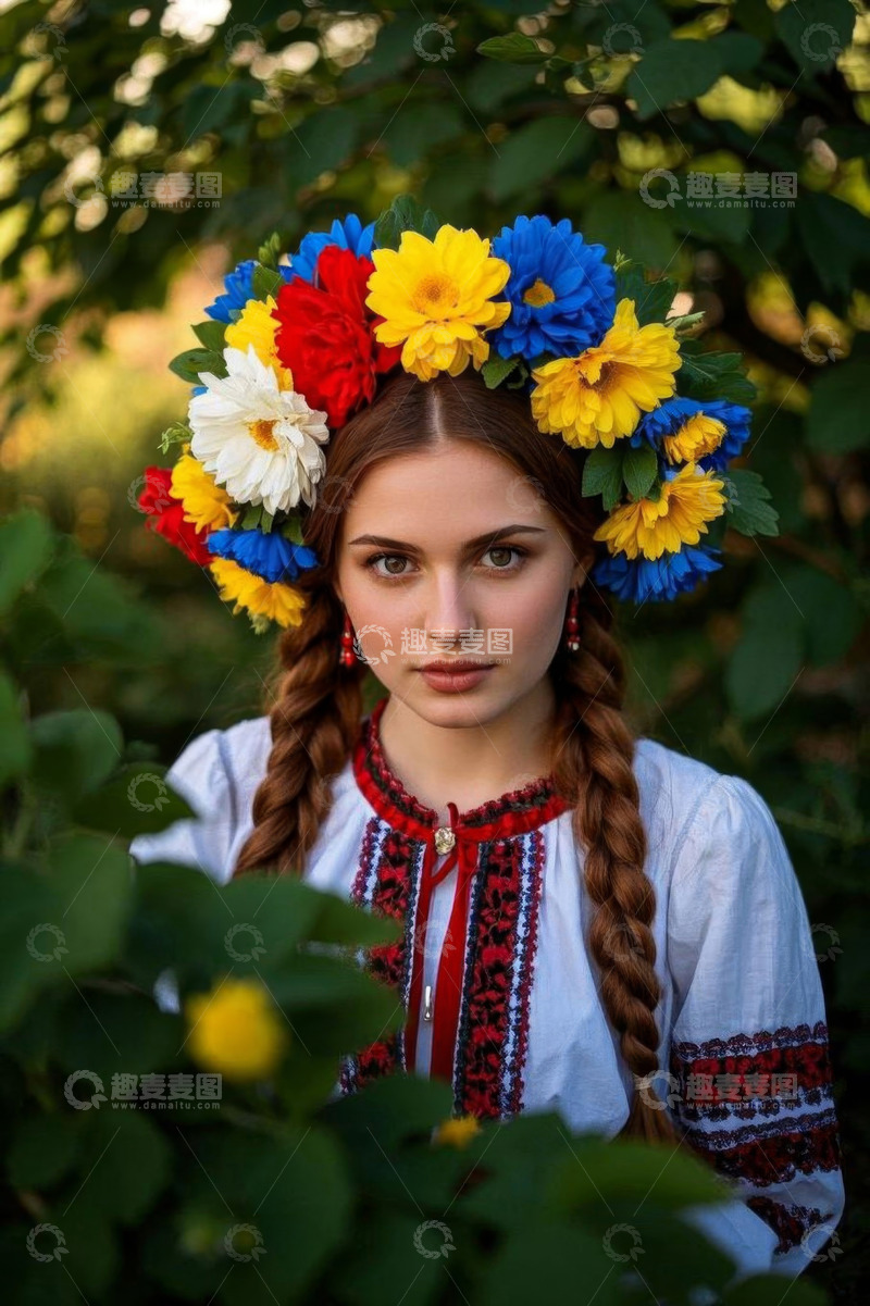 高清大图下载【趣麦麦图】戴花环穿民族服饰的女孩