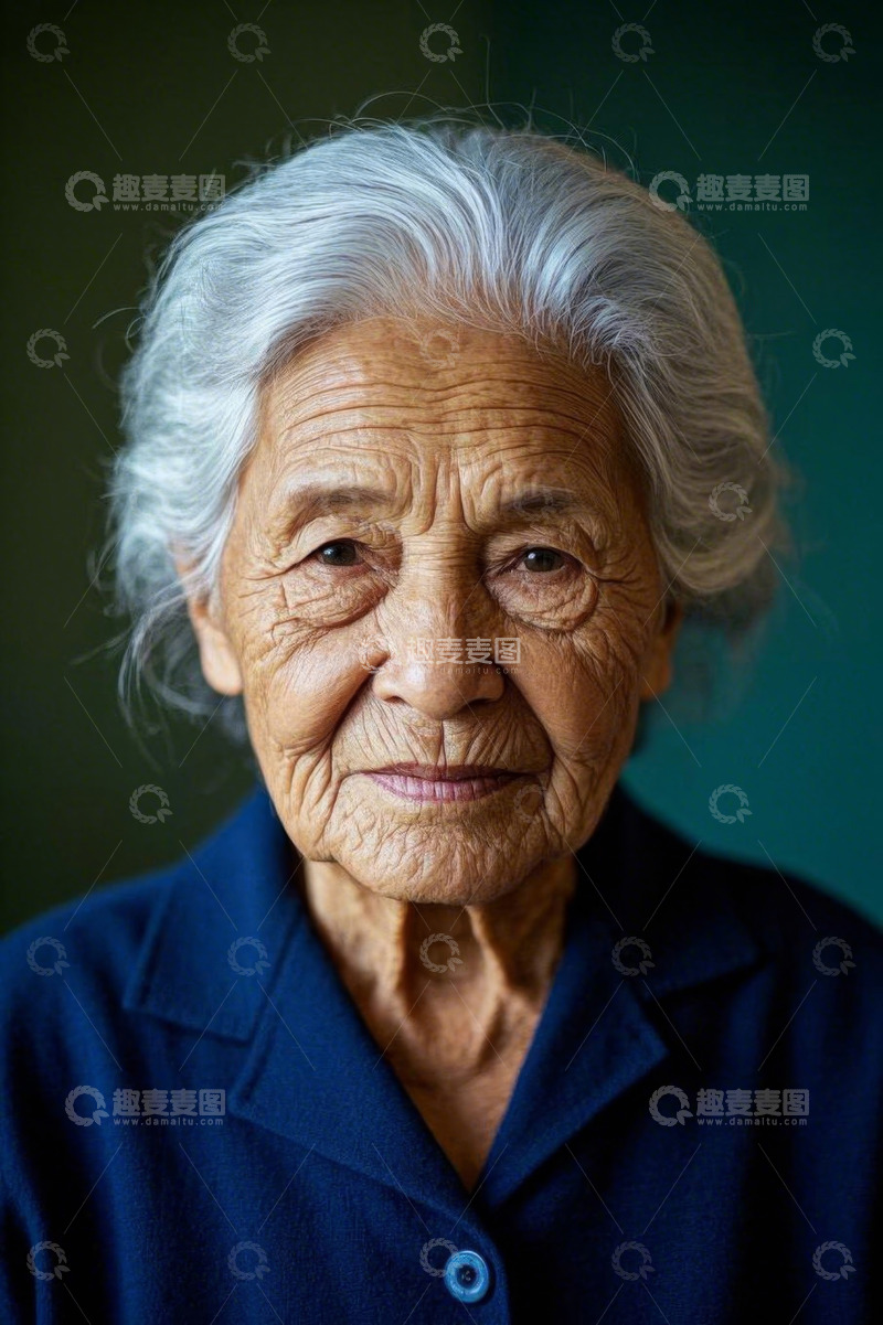 高清大图下载【趣麦麦图】老年女性面部特写肖像