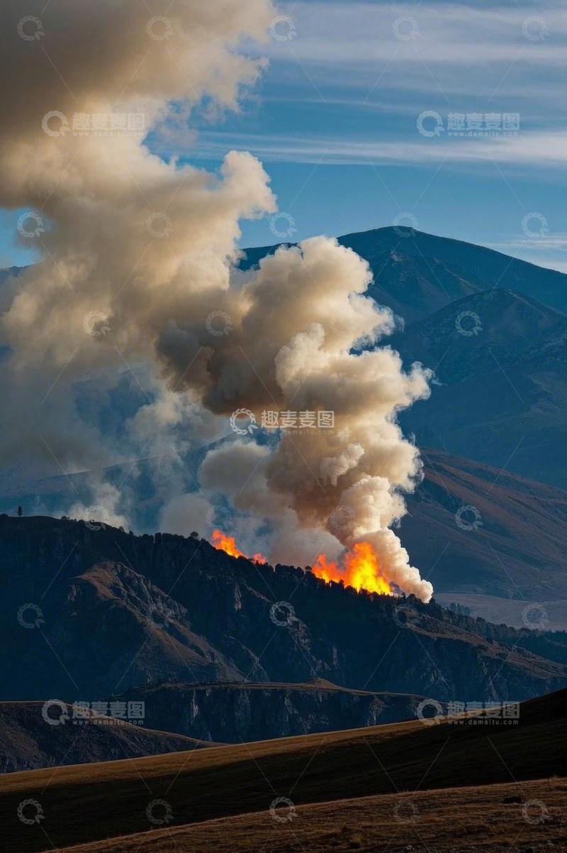 高清大图下载【趣麦麦图】山间燃烧景象