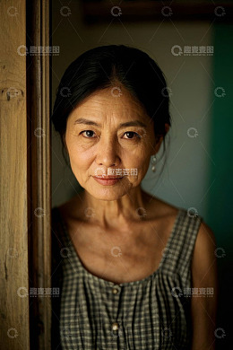 老年女性门后半身肖像