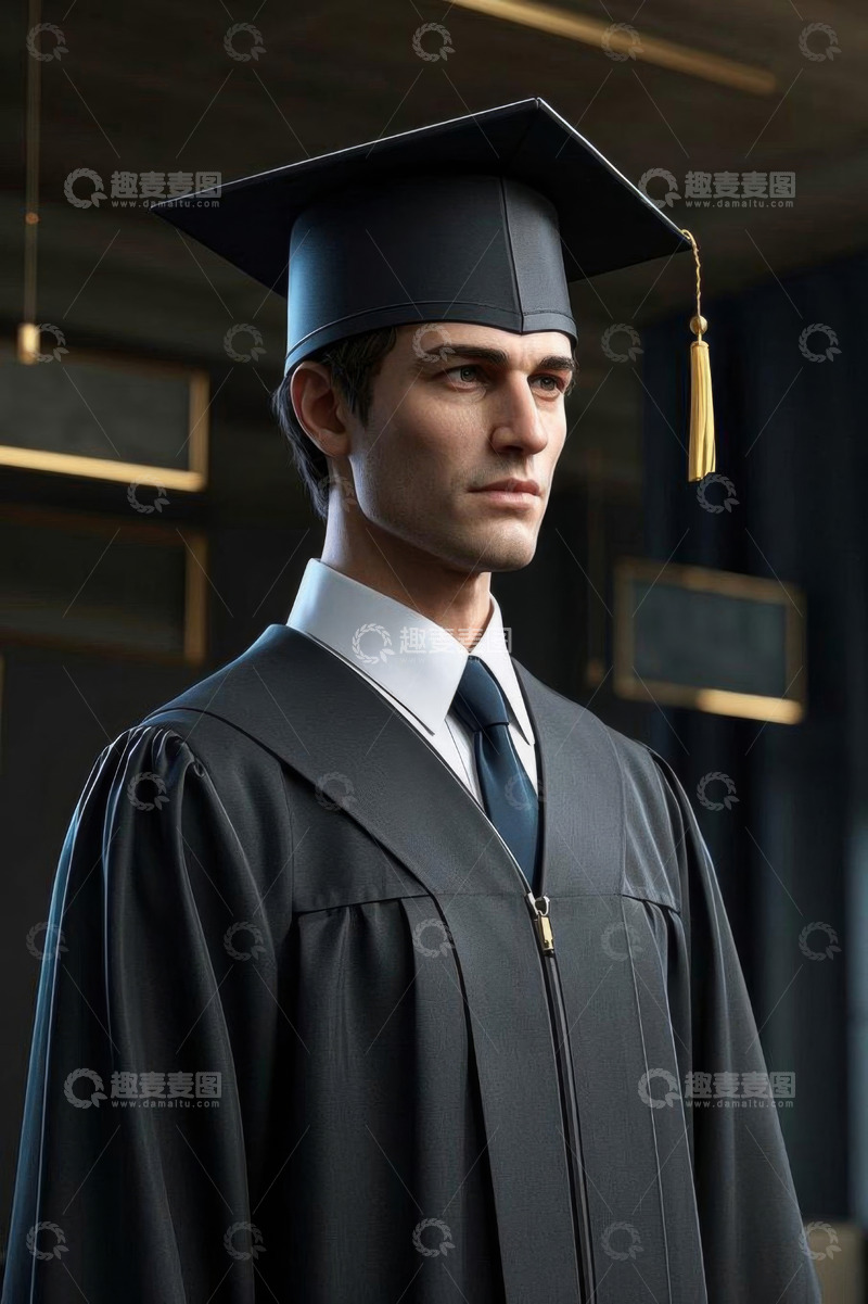 高清大图下载【趣麦麦图】男性毕业生身着学士服肖像