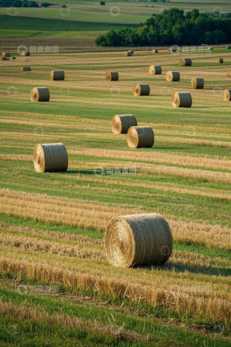 高清大图下载【趣麦麦图】田野上的干草捆田园风光
