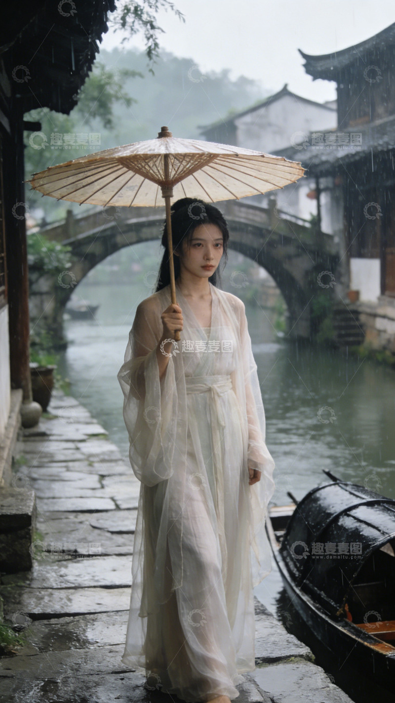 高清大图下载【趣麦麦图】古风雨巷油纸伞美人摄影