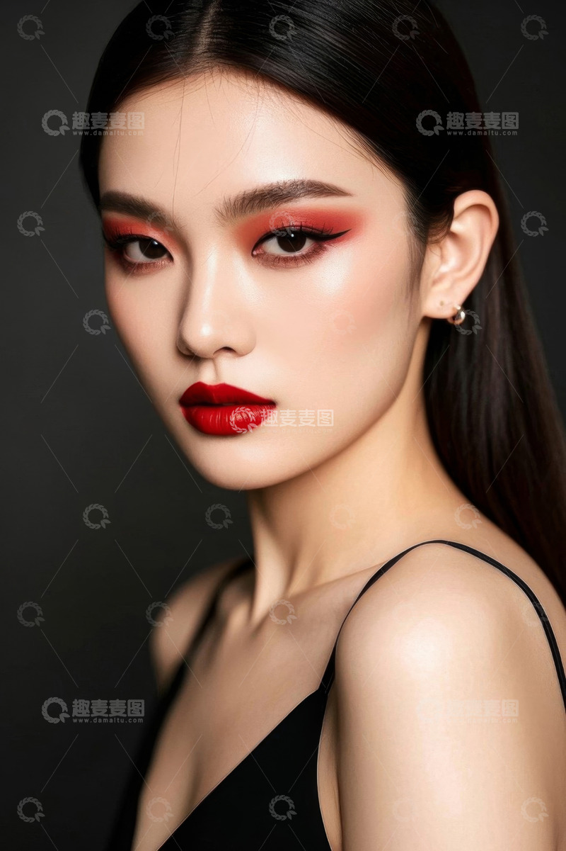 高清大图下载【趣麦麦图】化浓妆的亚洲女性特写