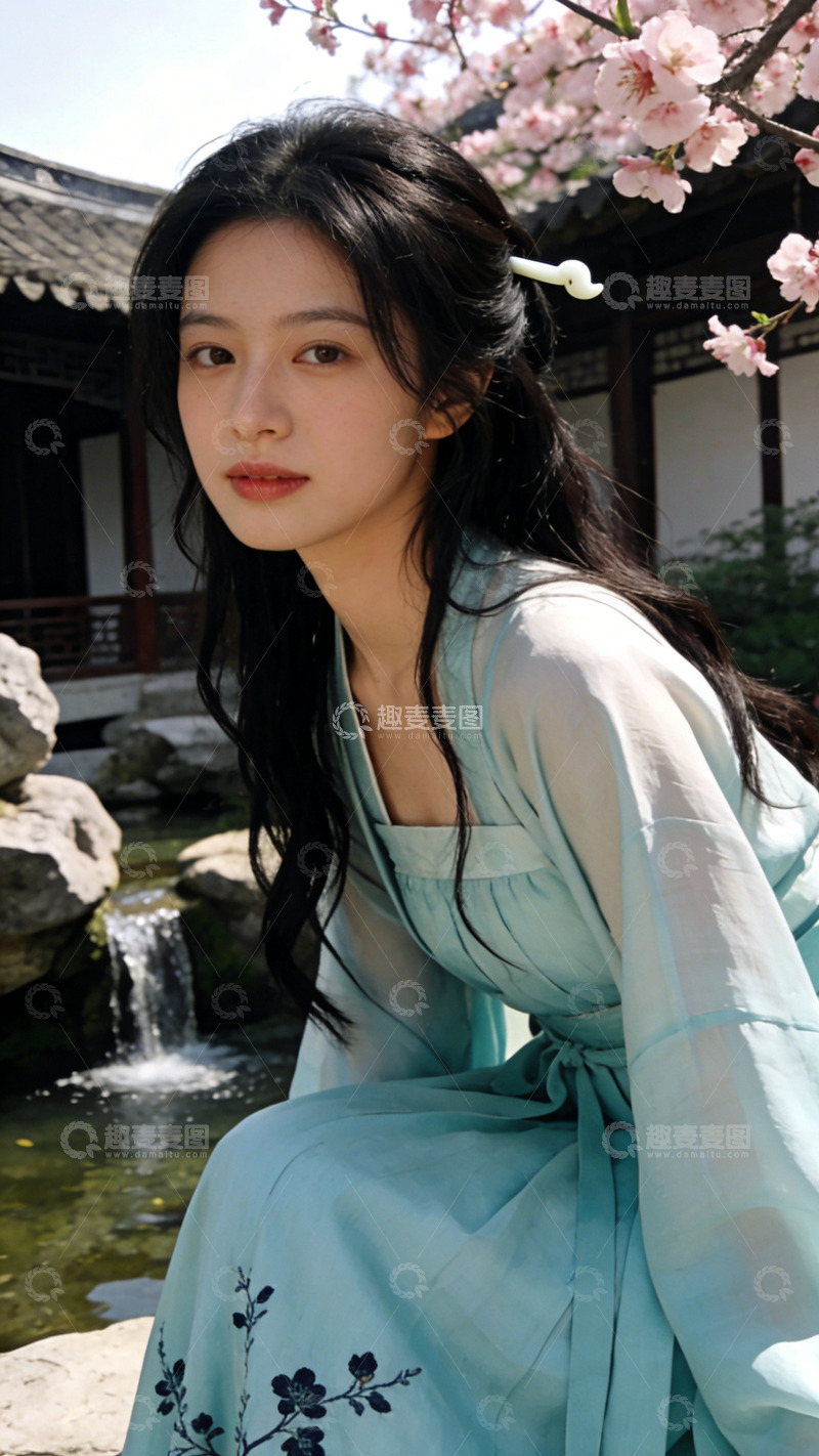 高清大图下载【趣麦麦图】古风汉服美女园林写真