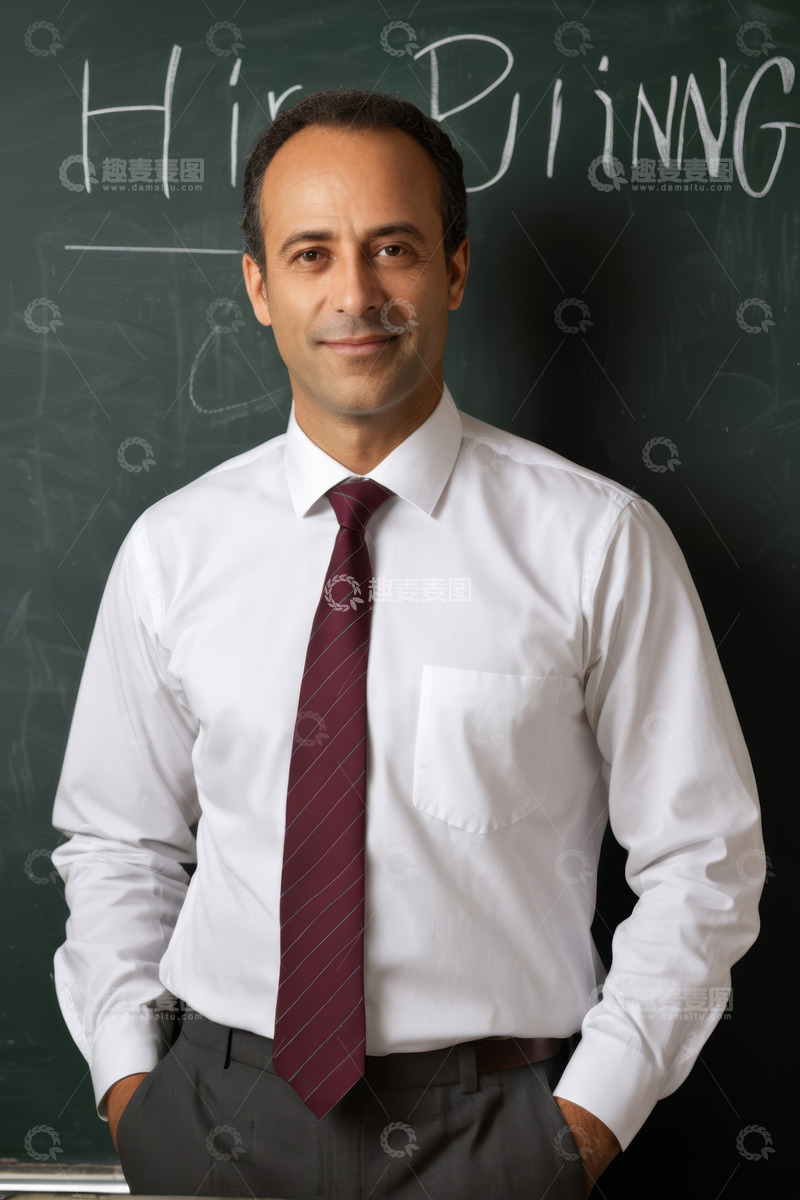 高清大图下载【趣麦麦图】男士于黑板前站立形象素材