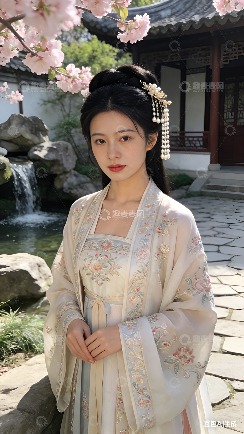 高清大图下载【趣麦麦图】古典园林汉服美人写真