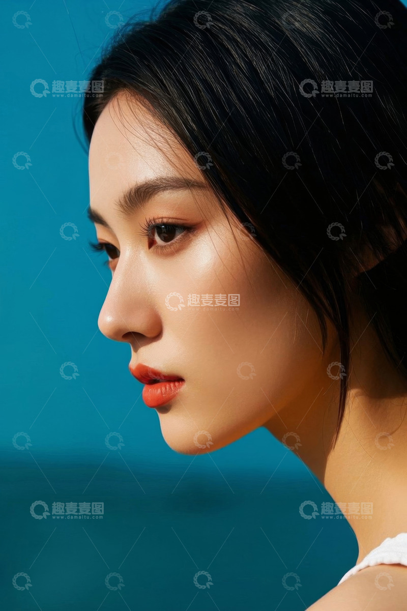 高清大图下载【趣麦麦图】女性侧面肖像特写