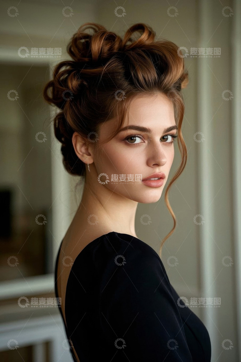 高清大图下载【趣麦麦图】时尚女子优雅发型特写