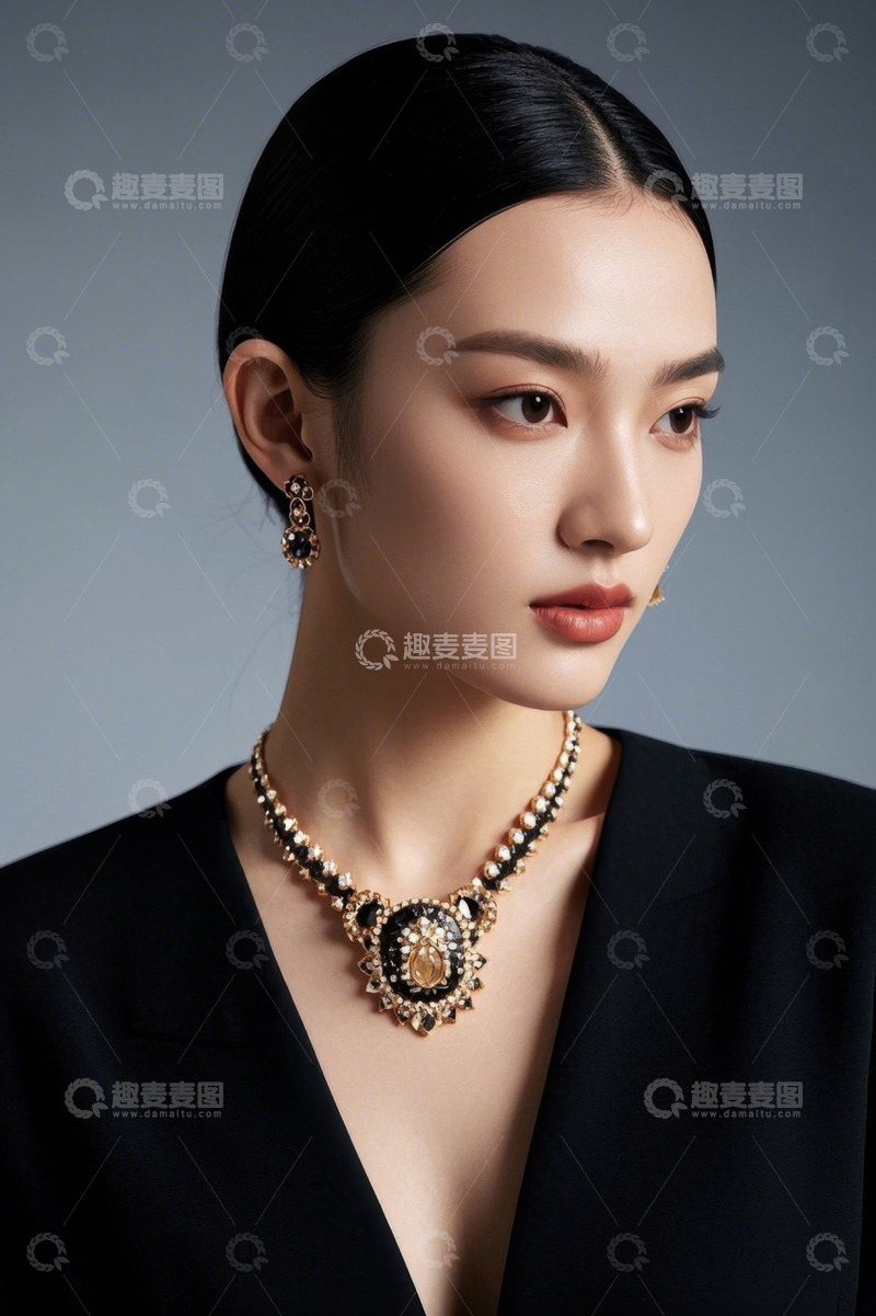 高清大图下载【趣麦麦图】佩戴首饰的女性特写