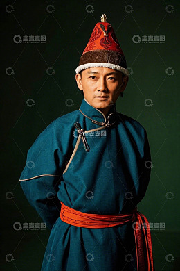 身着蒙古族服饰的男子肖像