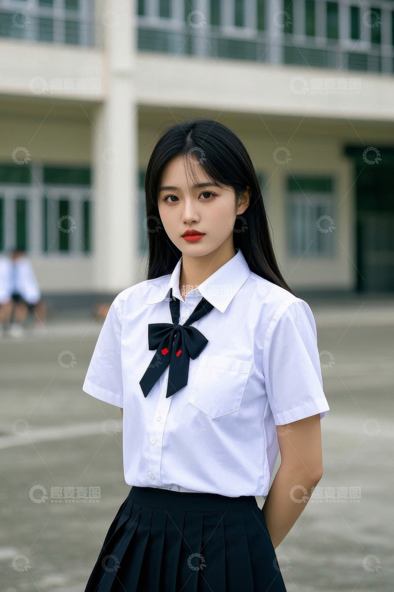 高清大图下载【趣麦麦图】校园中身着校服的女生形象
