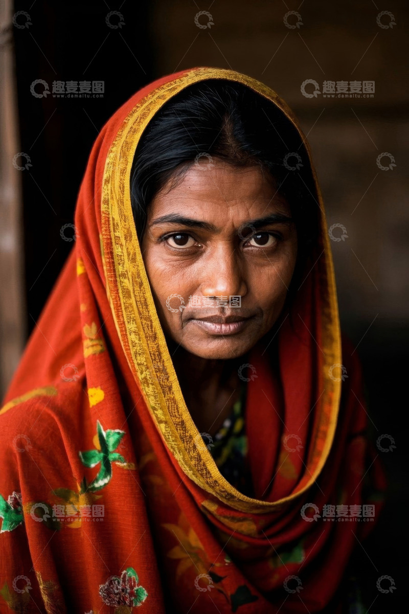高清大图下载【趣麦麦图】戴头巾的印度女性特写