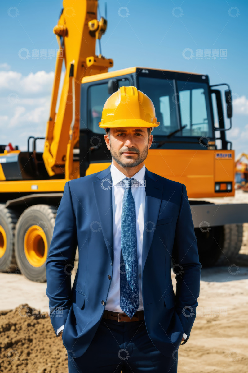 高清大图下载【趣麦麦图】身着西装的工地工程师形象