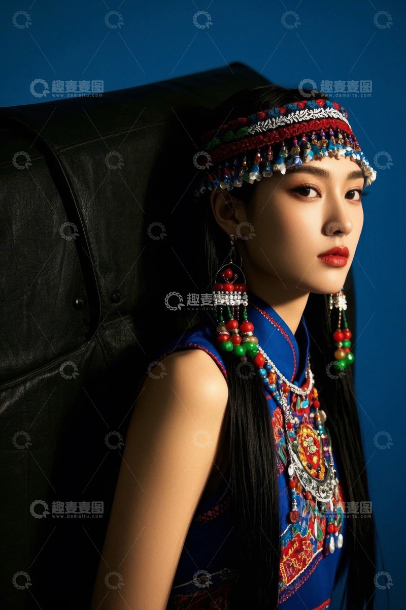 高清大图下载【趣麦麦图】-身着民族服饰的女性肖像