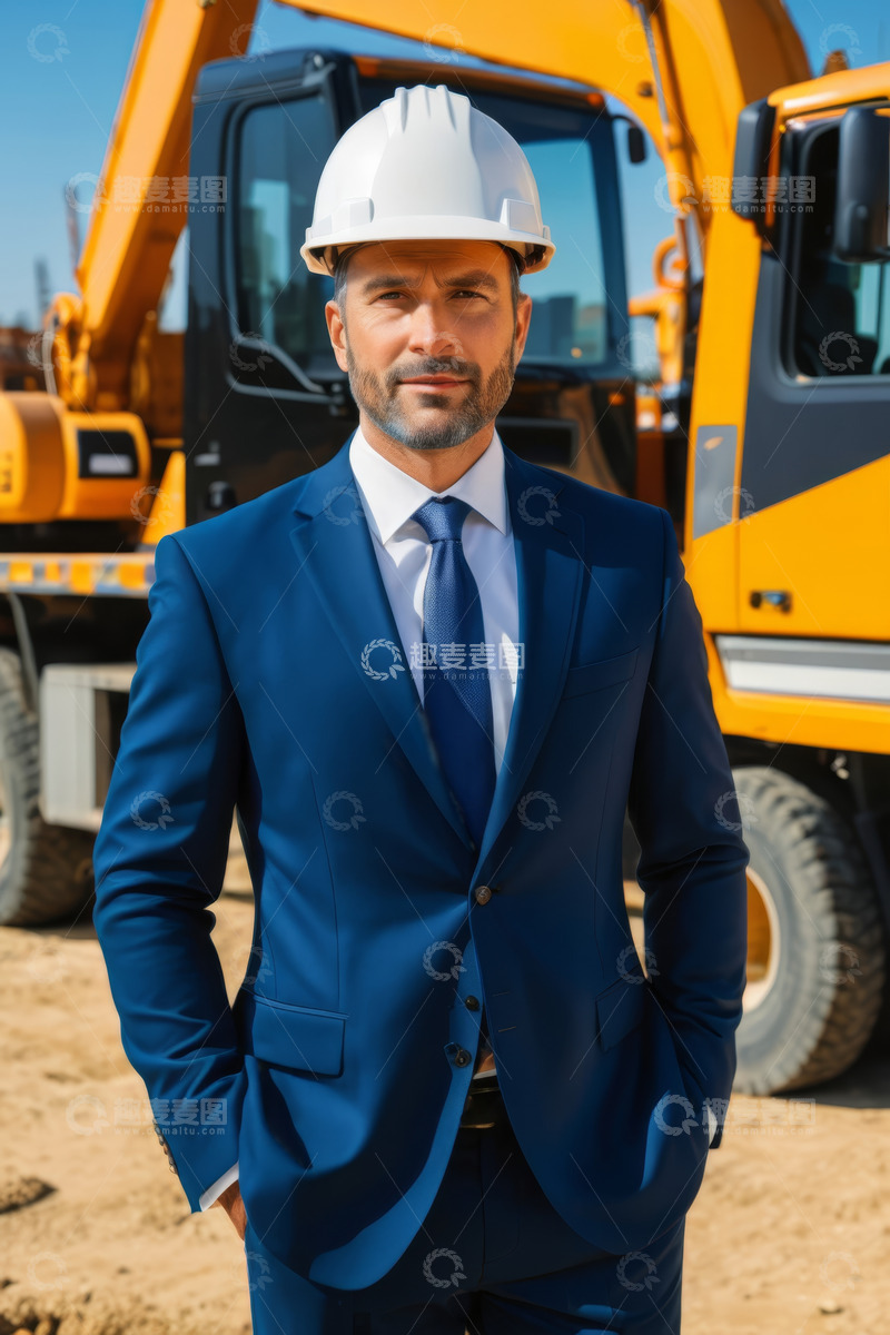 高清大图下载【趣麦麦图】身着西装的工地工程师