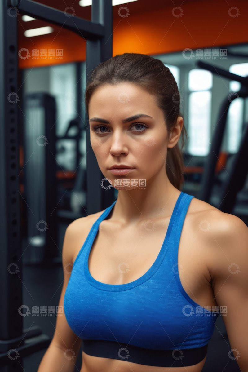 高清大图下载【趣麦麦图】健身房中健身的女性