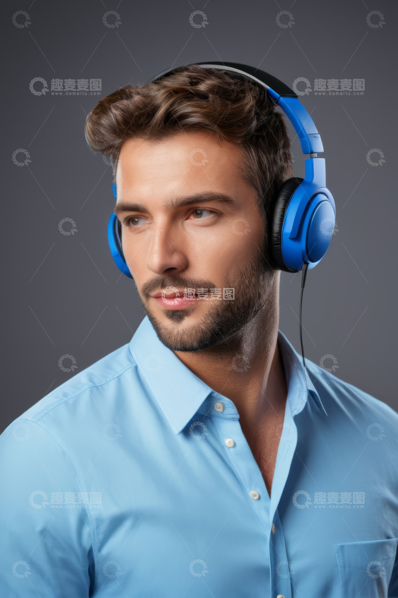 高清大图下载【趣麦麦图】戴耳机男士半身肖像
